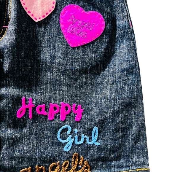 Angel Blue Japanese Embroidered Denim Jean Skirt Girls Size Medium Patchwork - Picture 3 of 8